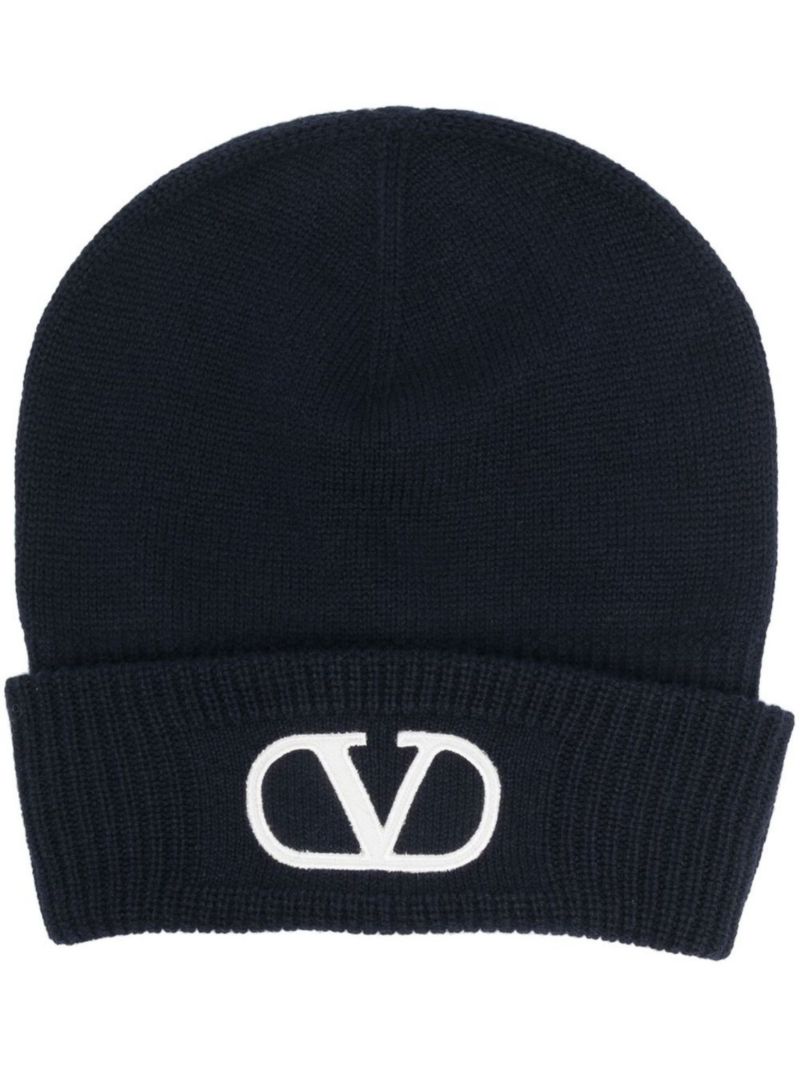 Blue Vlogo Knitted Beanie Hat