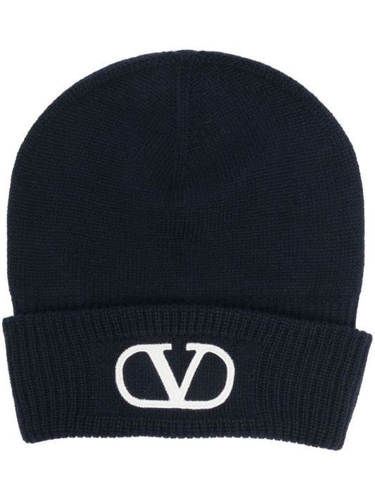 Blue Vlogo Knitted Beanie Hat