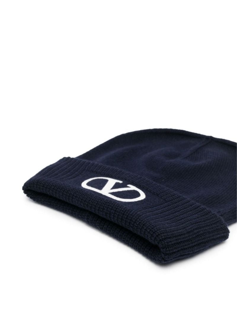 Blue Vlogo Knitted Beanie Hat