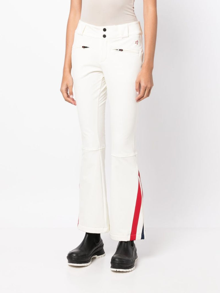 White Chevron-print Flared Ski Trousers