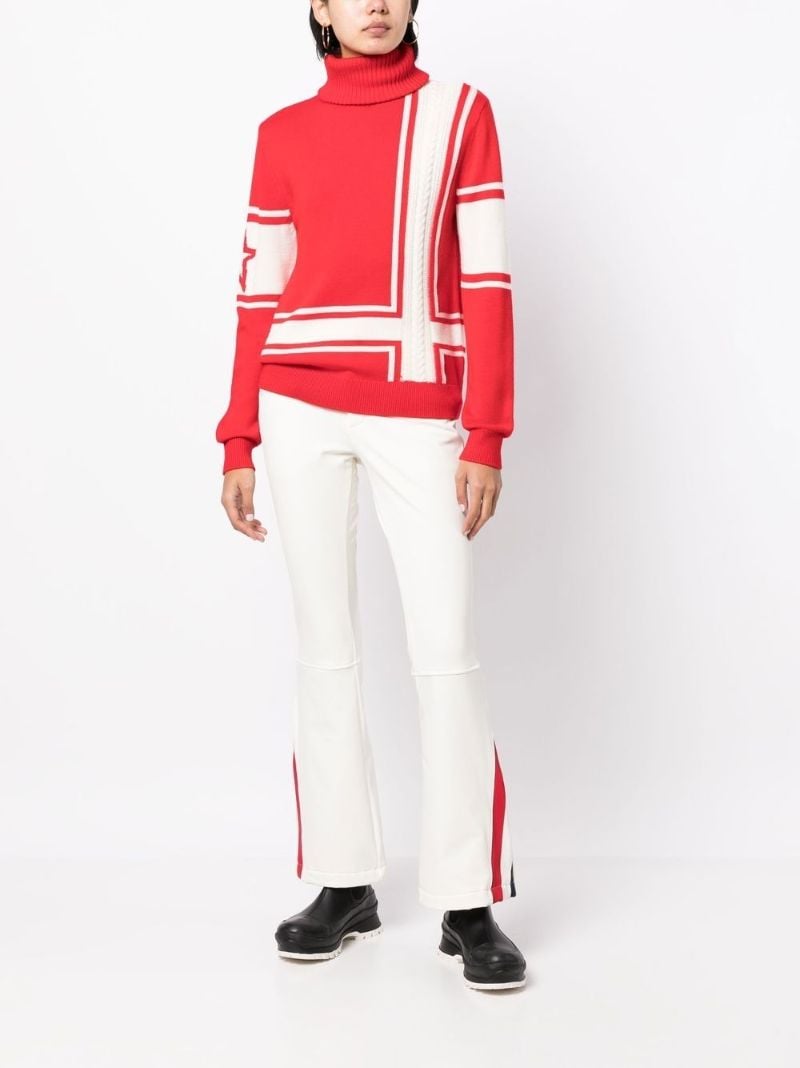 White Chevron-print Flared Ski Trousers