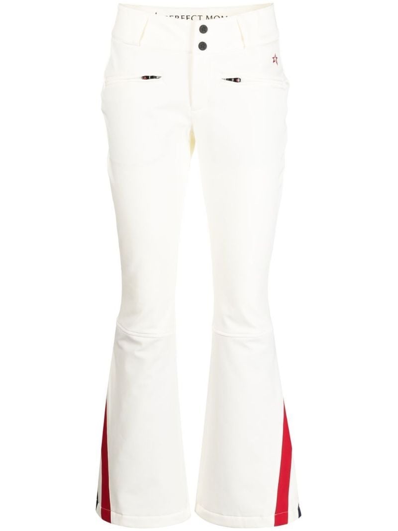 White Chevron-print Flared Ski Trousers