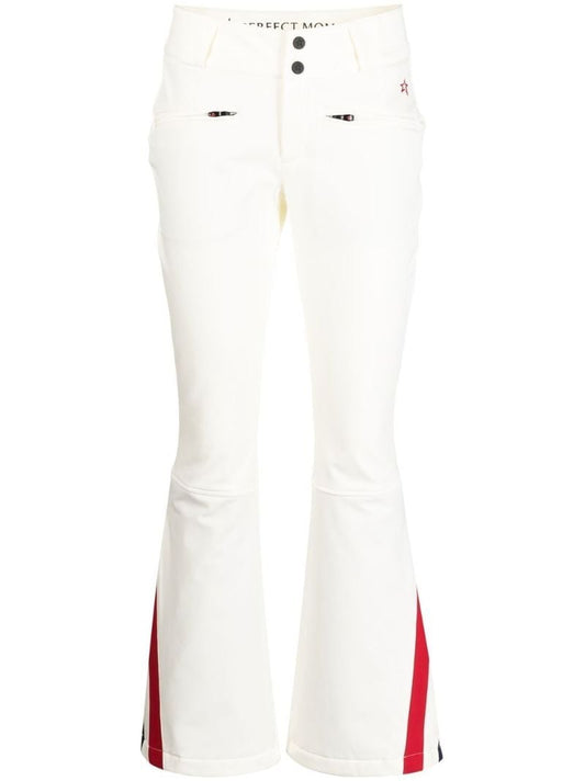 White Chevron-print Flared Ski Trousers