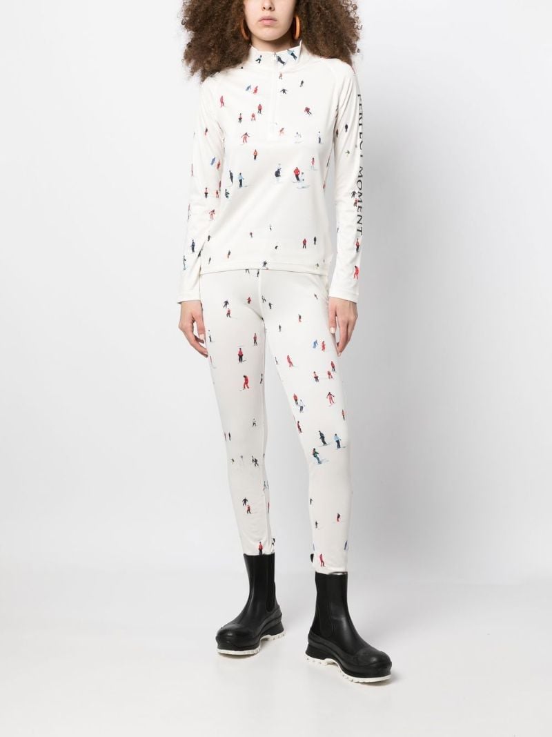 White Graphic Print Thermal Leggings