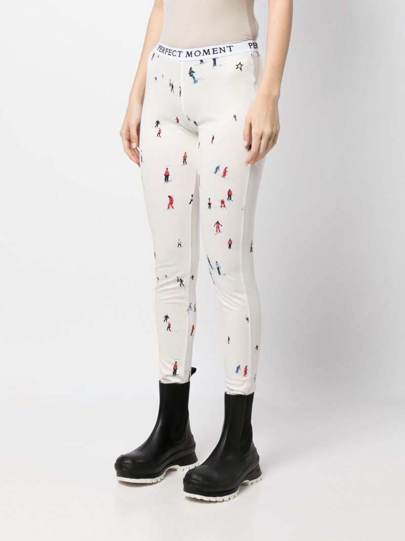 White Graphic Print Thermal Leggings