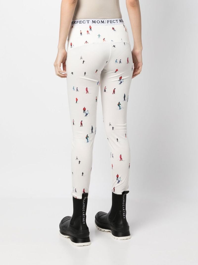 White Graphic Print Thermal Leggings