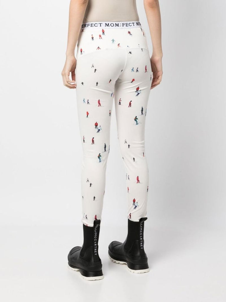White Graphic Print Thermal Leggings
