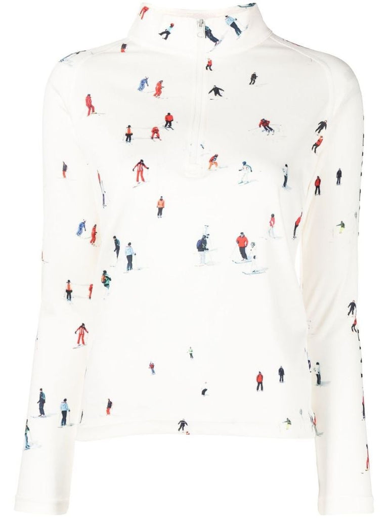 White Graphic Print Thermal Top