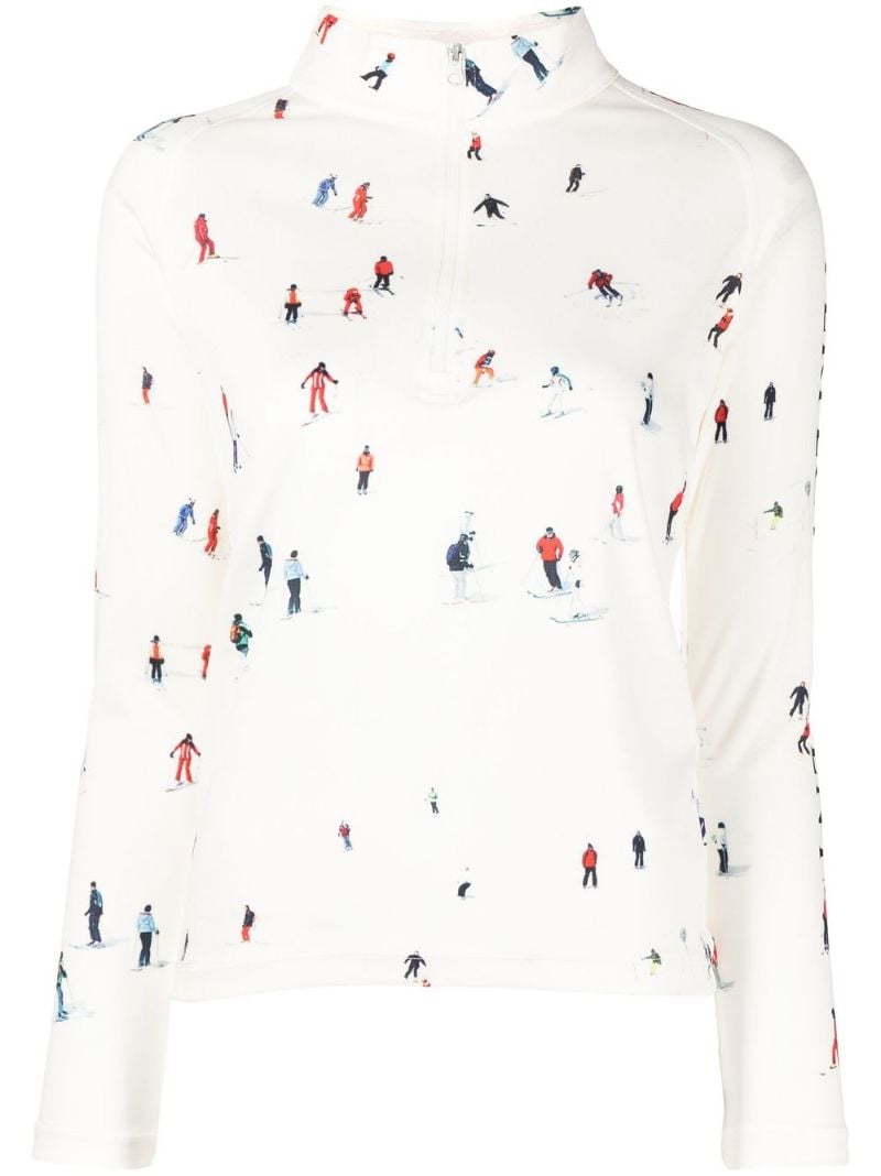 White Graphic Print Thermal Top