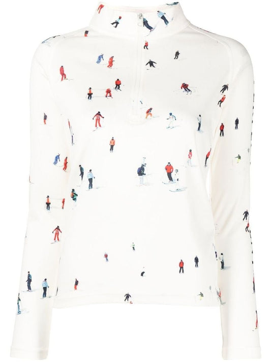 White Graphic Print Thermal Top