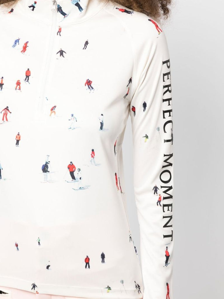 White Graphic Print Thermal Top