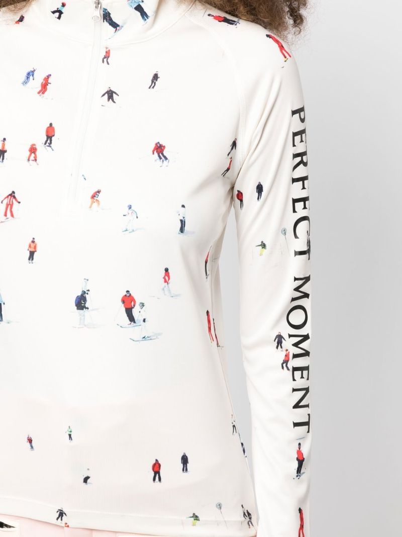 White Graphic Print Thermal Top
