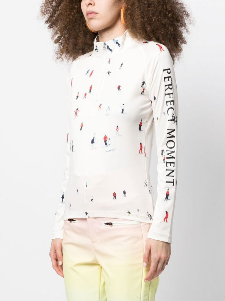 White Graphic Print Thermal Top