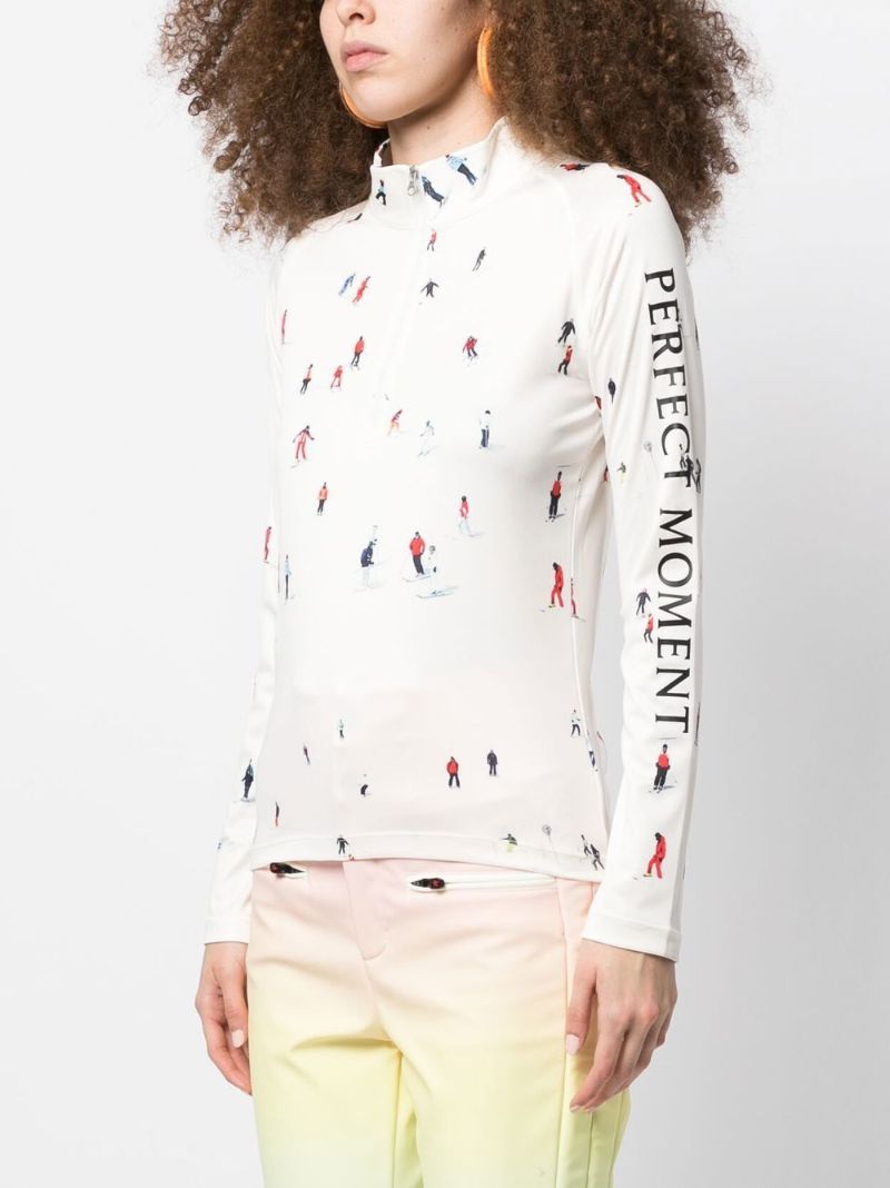 White Graphic Print Thermal Top