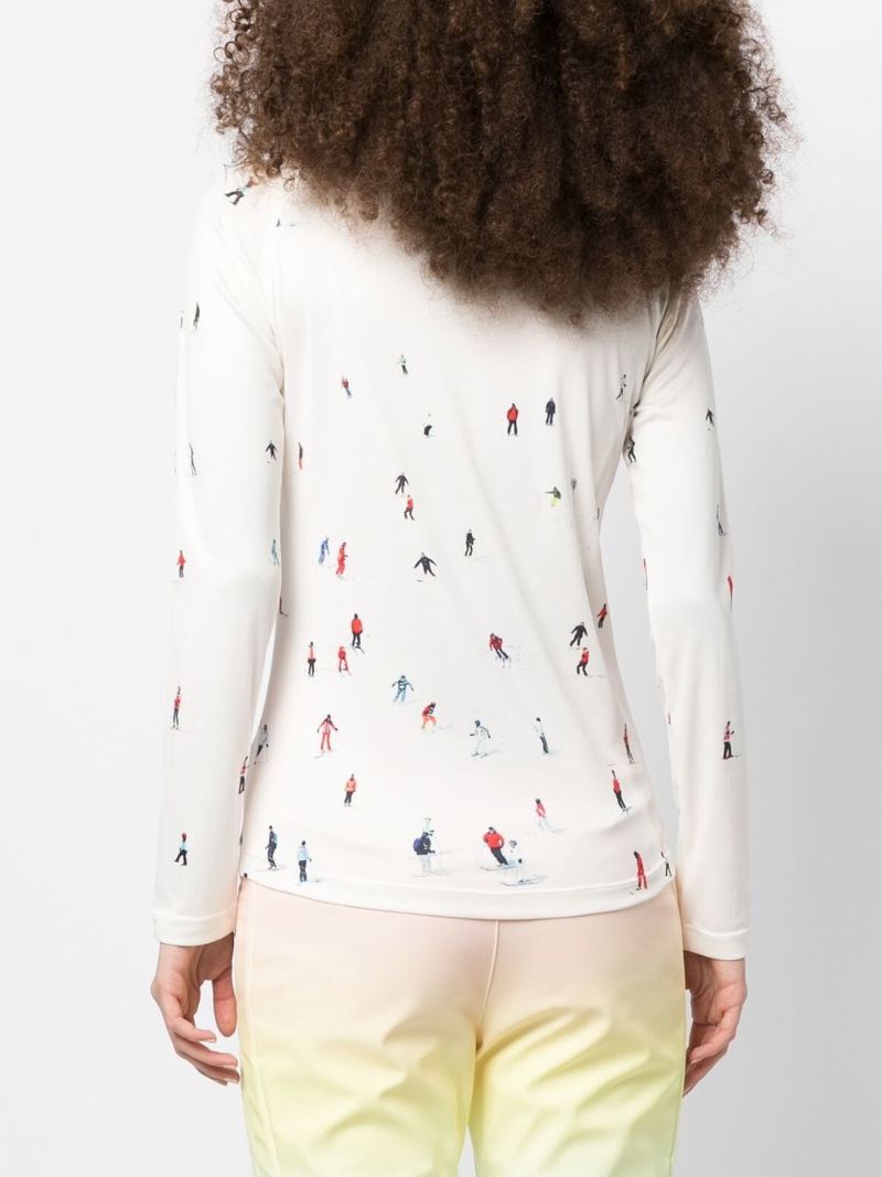 White Graphic Print Thermal Top