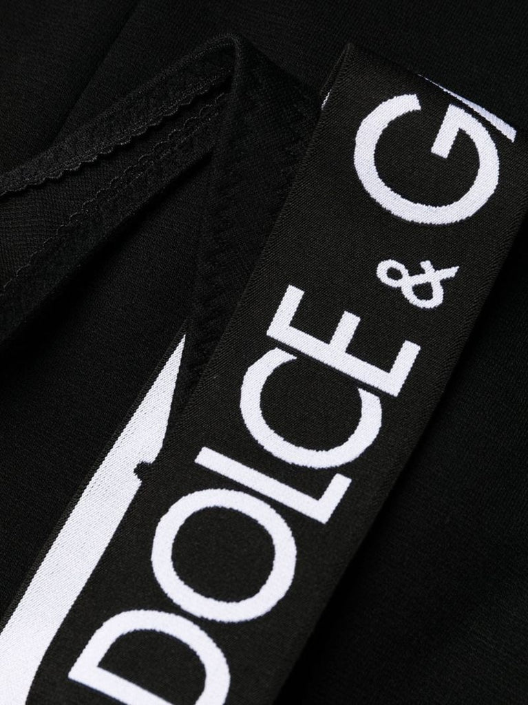 Black Logo Strap Wool Mini Dress