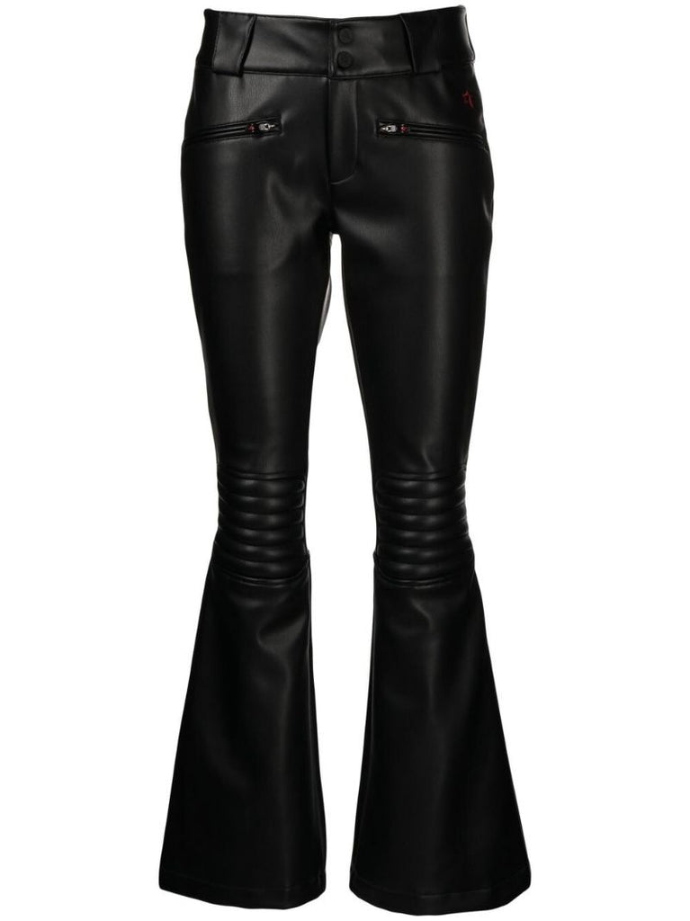 Black Aurora Faux Leather Flared Trousers