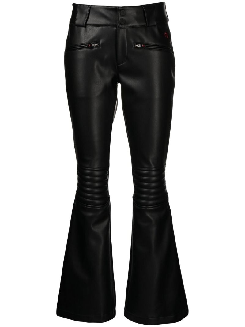 Black Aurora Faux Leather Flared Trousers