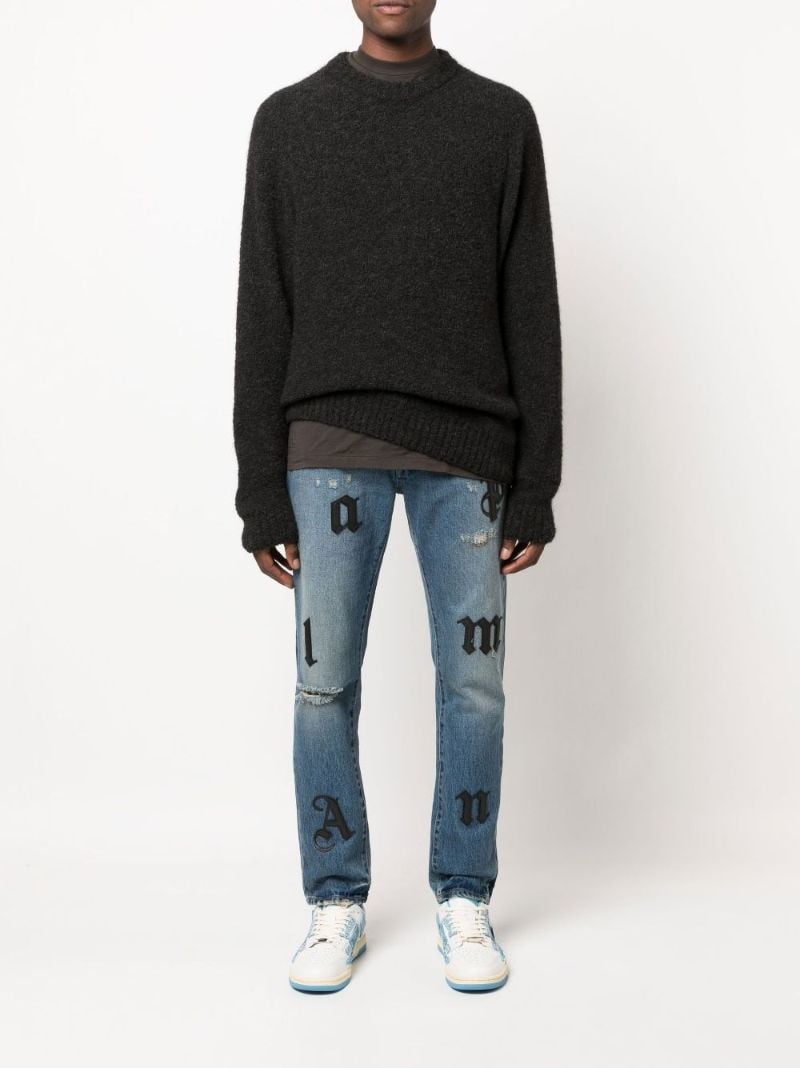 Blue Logo Straight-leg Jeans