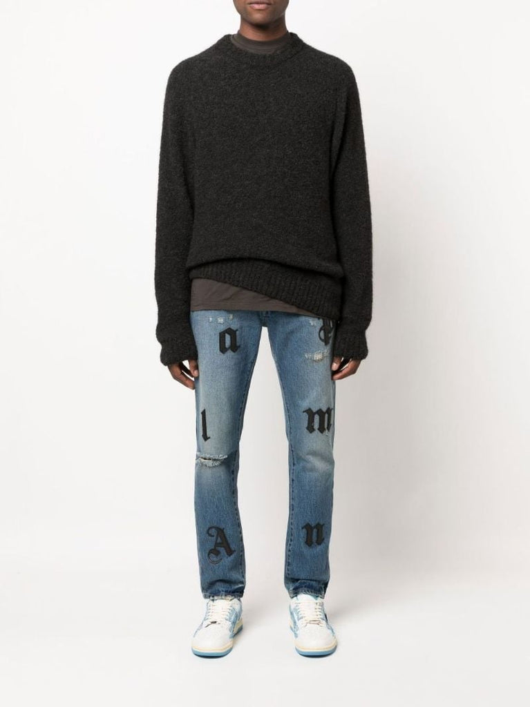 Blue Logo Straight-leg Jeans