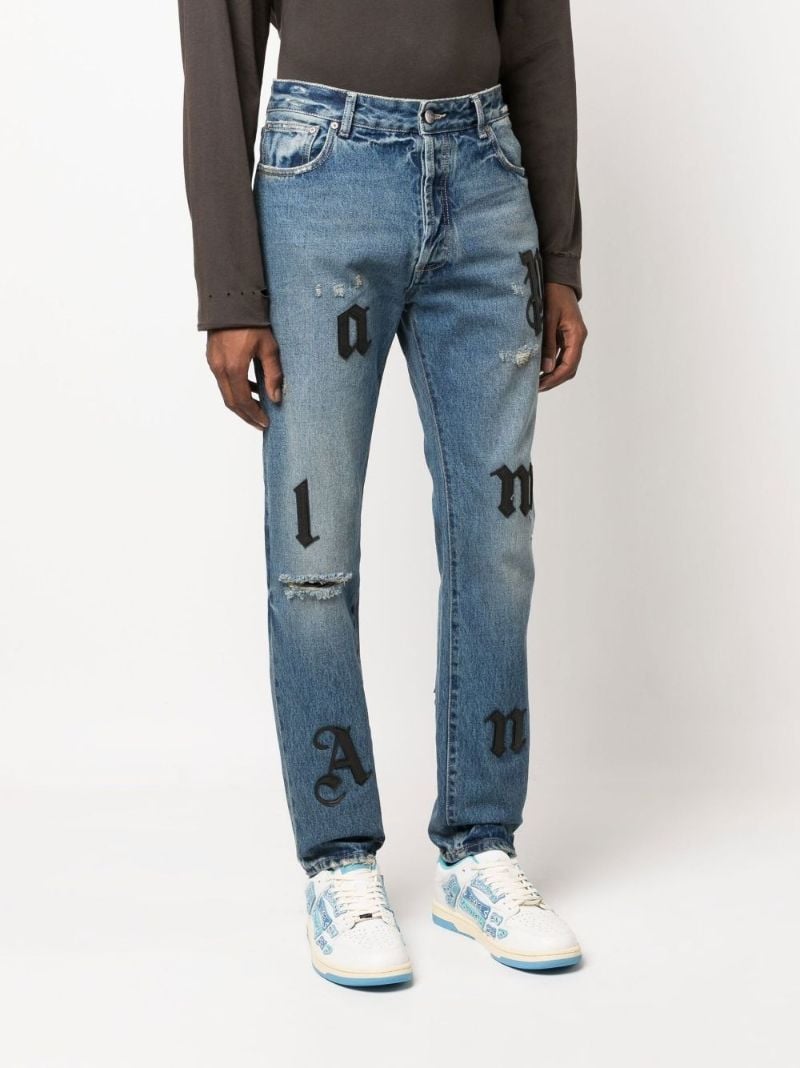 Blue Logo Straight-leg Jeans