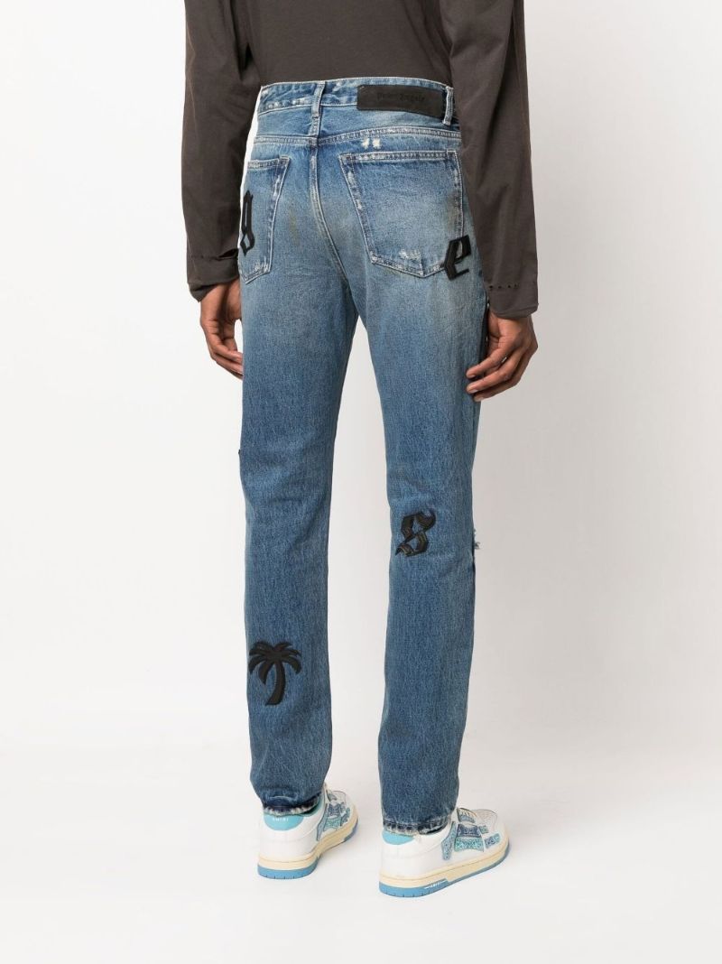 Blue Logo Straight-leg Jeans