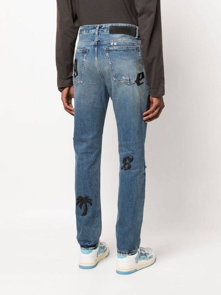Blue Logo Straight-leg Jeans