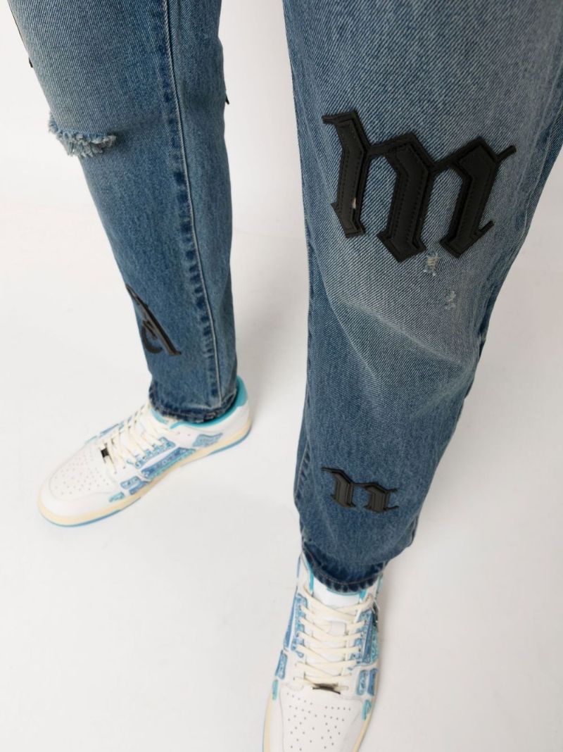 Blue Logo Straight-leg Jeans