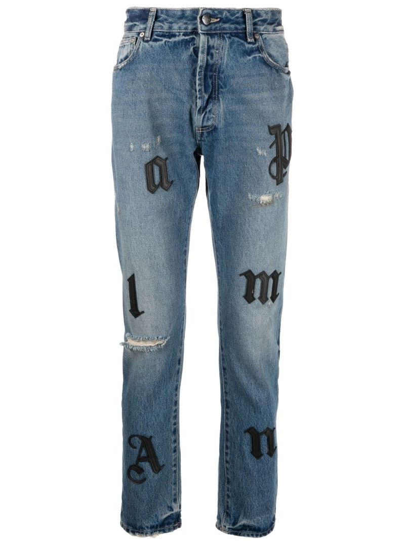 Blue Logo Straight-leg Jeans