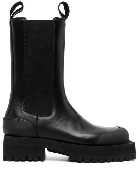 Black Leather Ankle Chelsea Boots