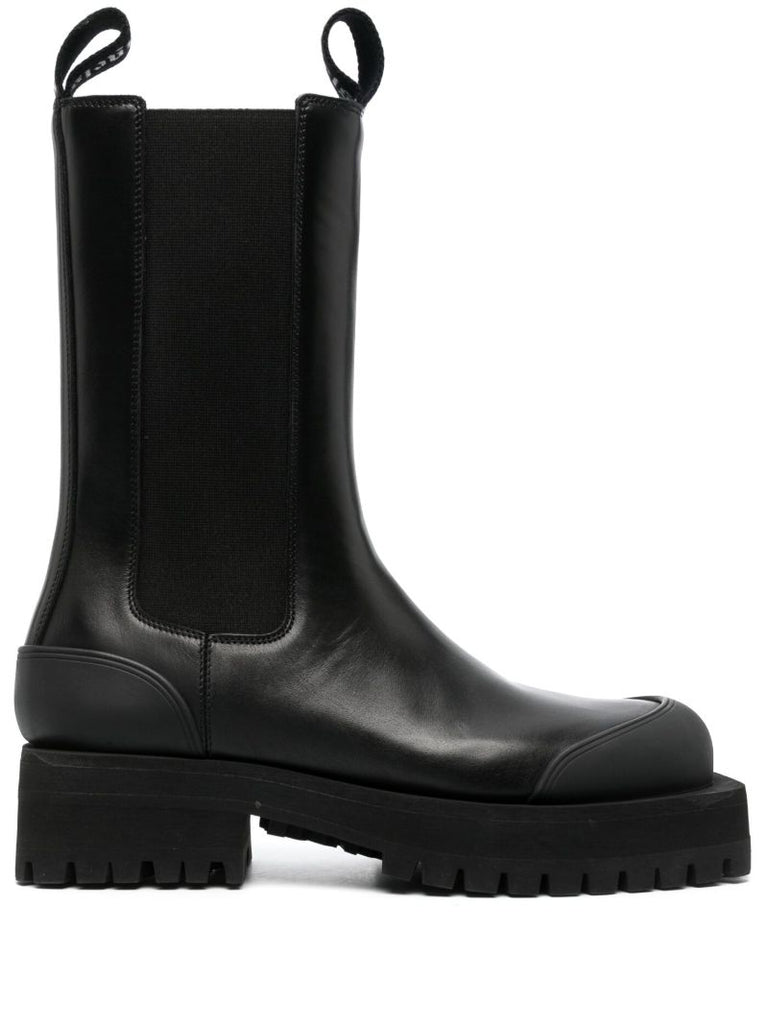 Black Leather Ankle Chelsea Boots