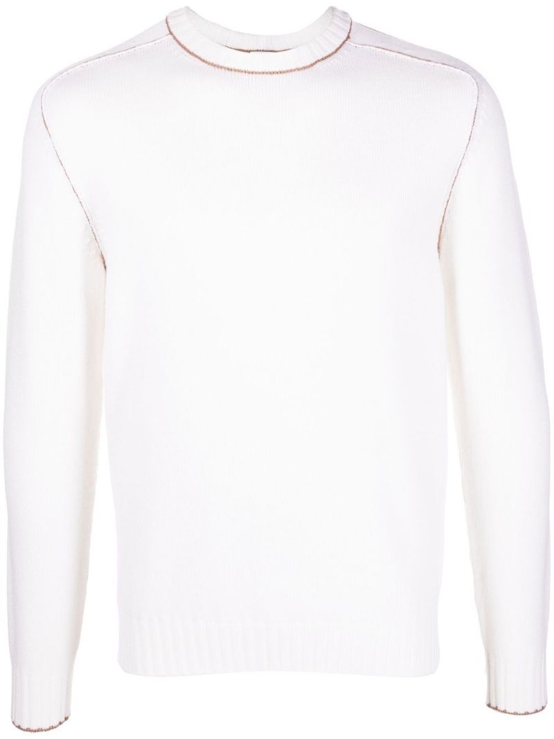 White Crew Neck Wool Jumper