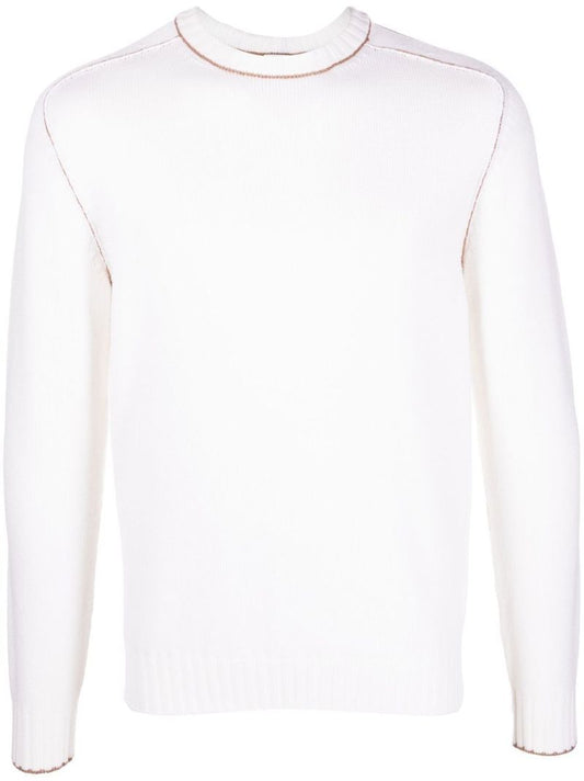 White Crew Neck Wool Jumper