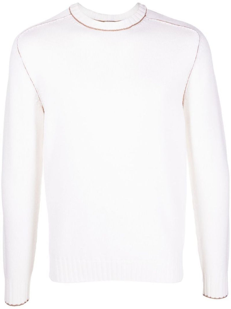White Crew Neck Wool Jumper