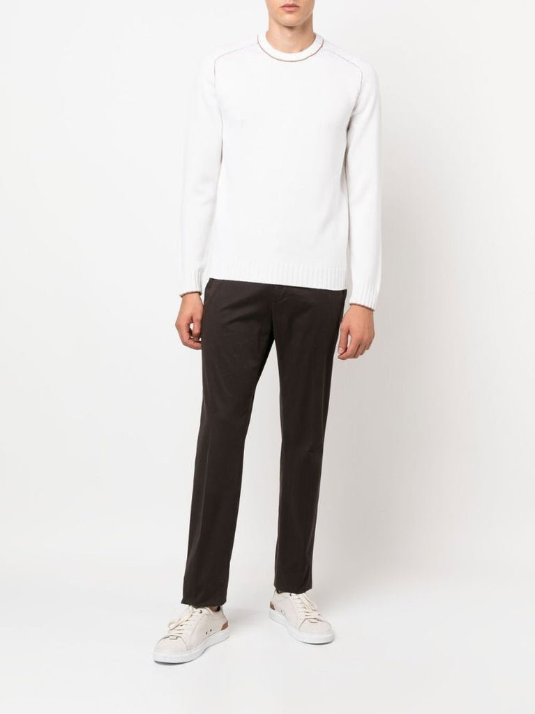 White Crew Neck Wool Jumper