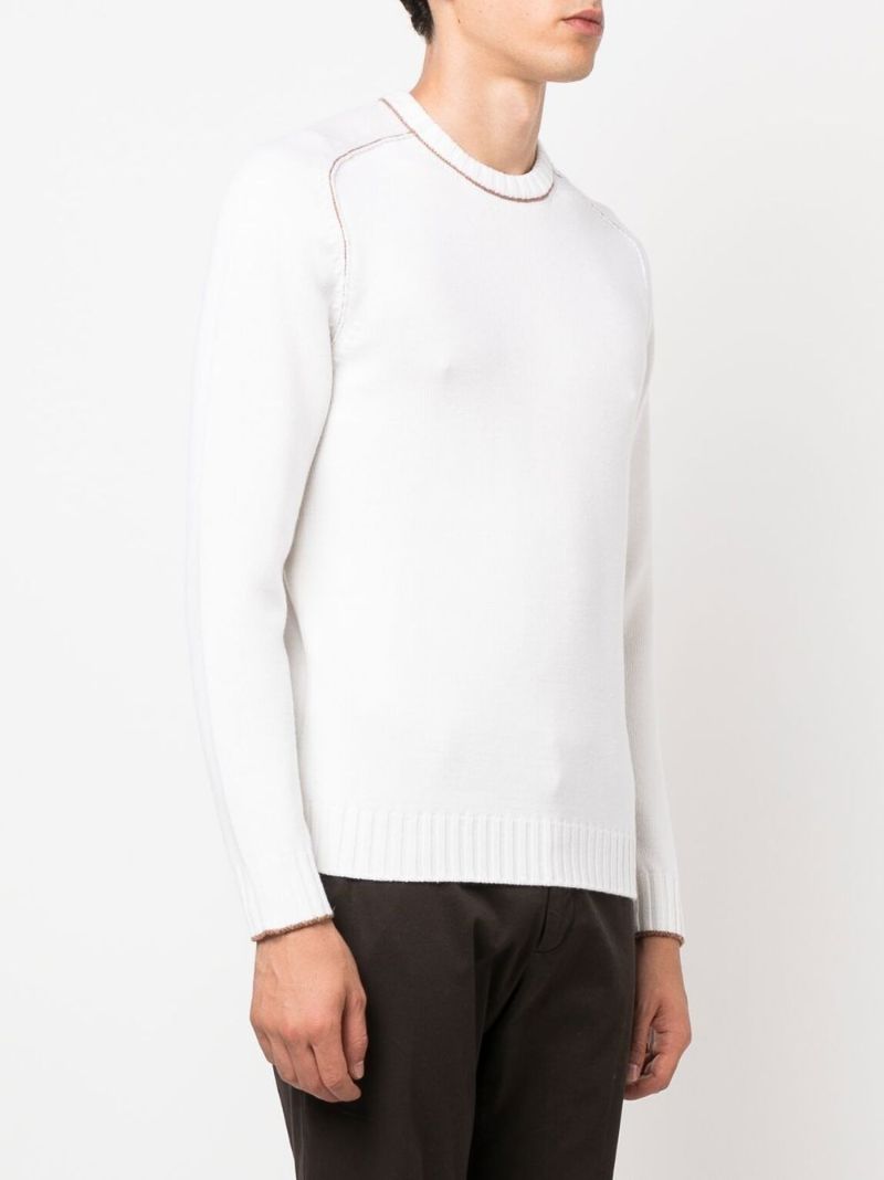 White Crew Neck Wool Jumper