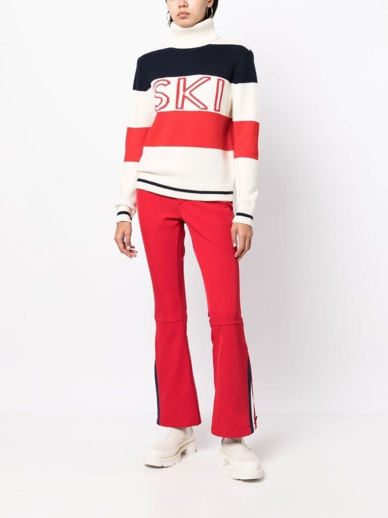 Red Chevron Flare Ski Pants