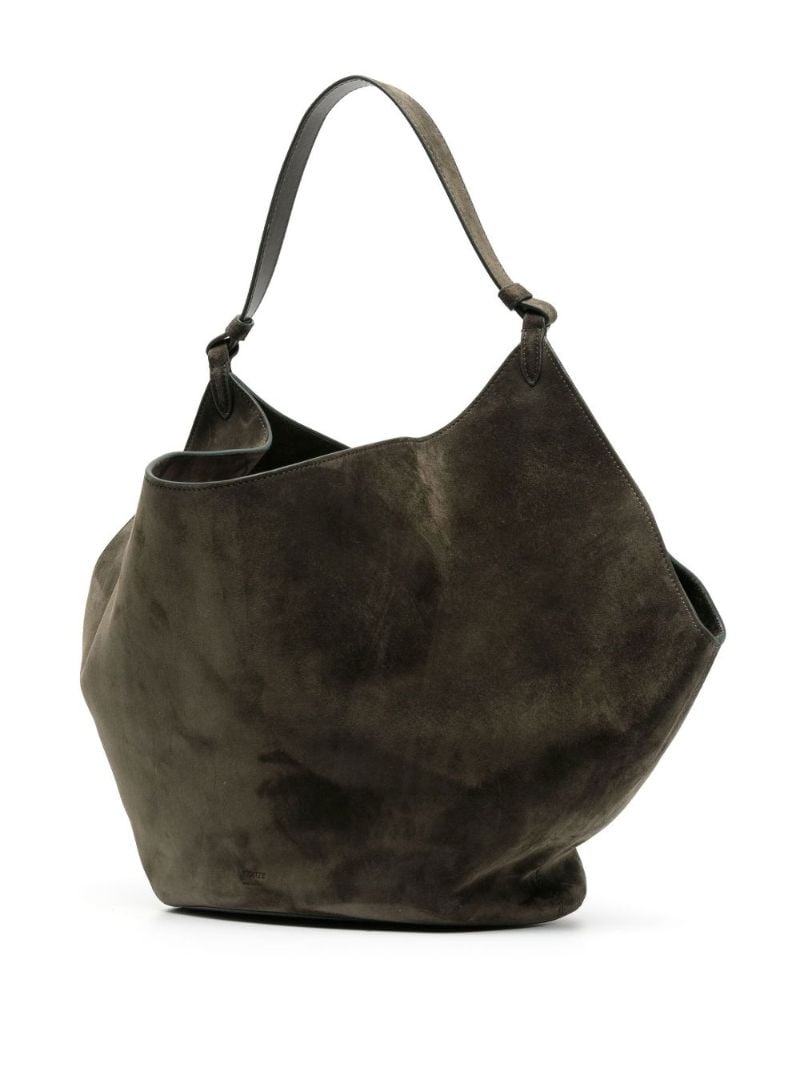 Green Lotus Medium Suede Shoulder Bag