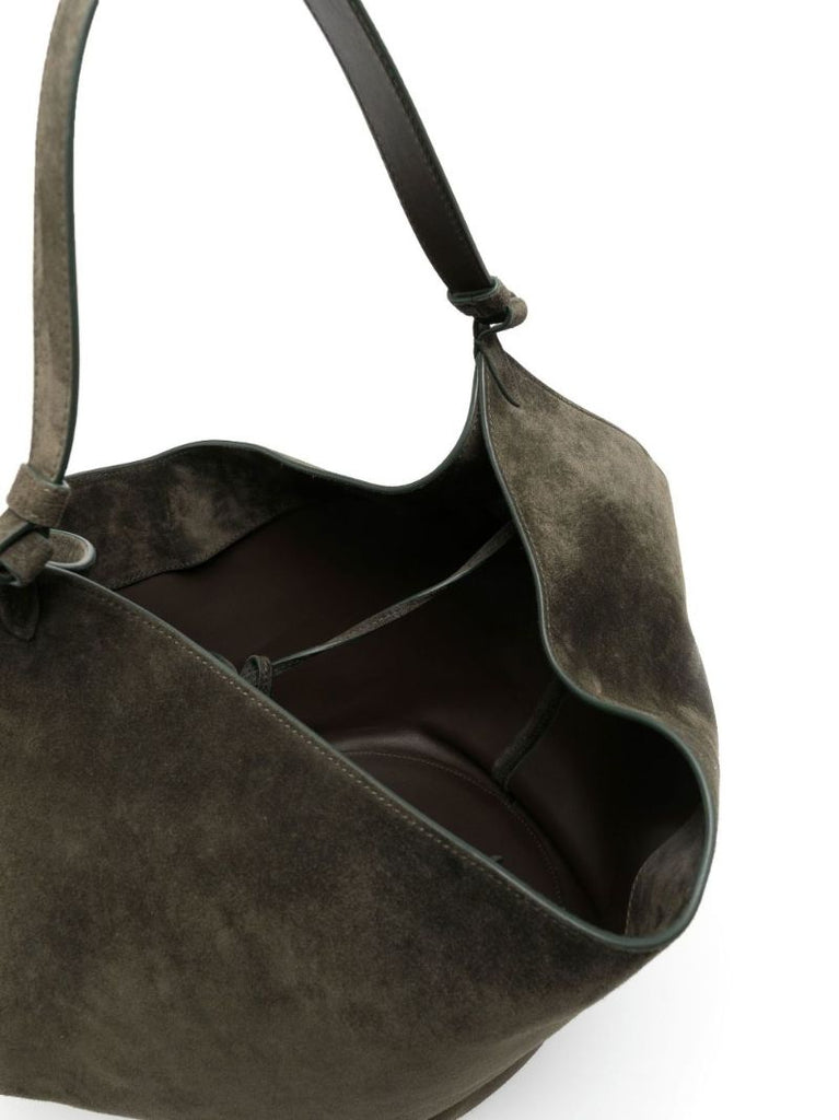 Green Lotus Medium Suede Shoulder Bag