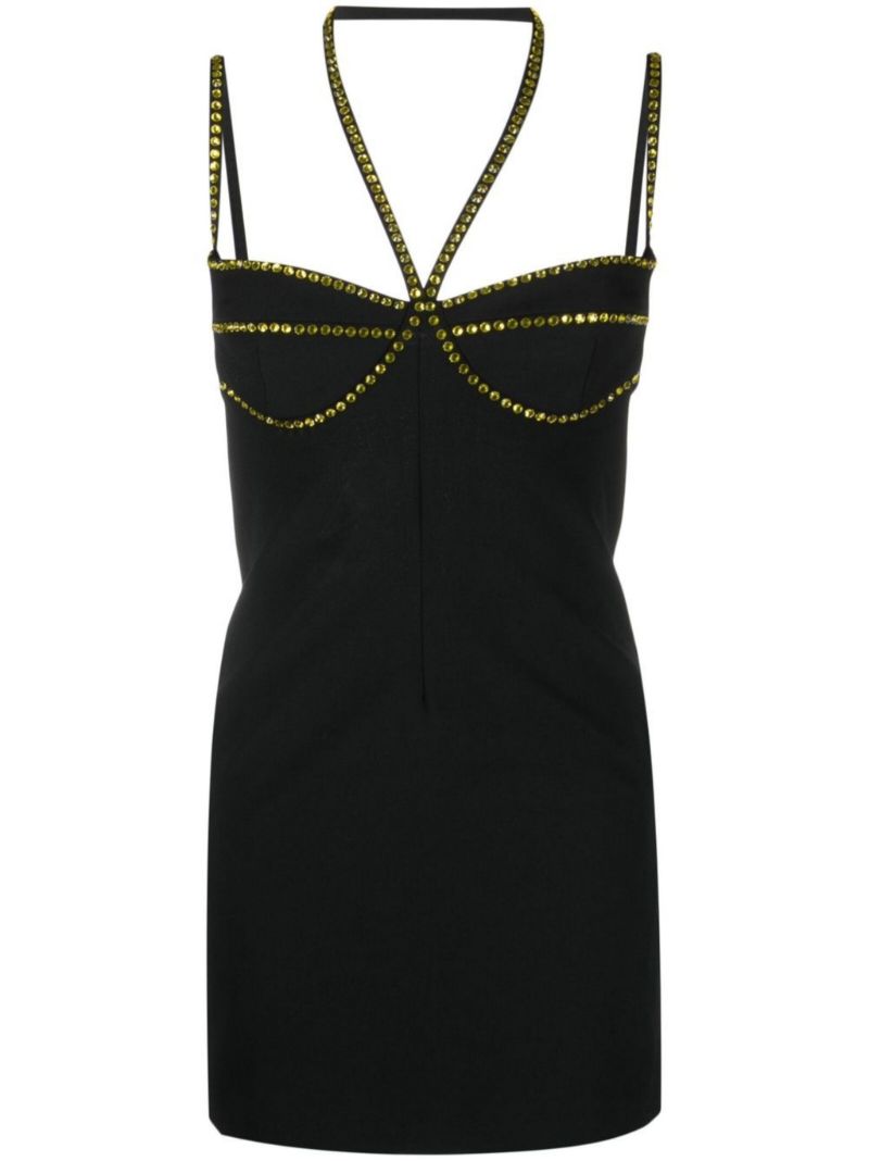 Black Coco Crystal Embellished Mini Dress
