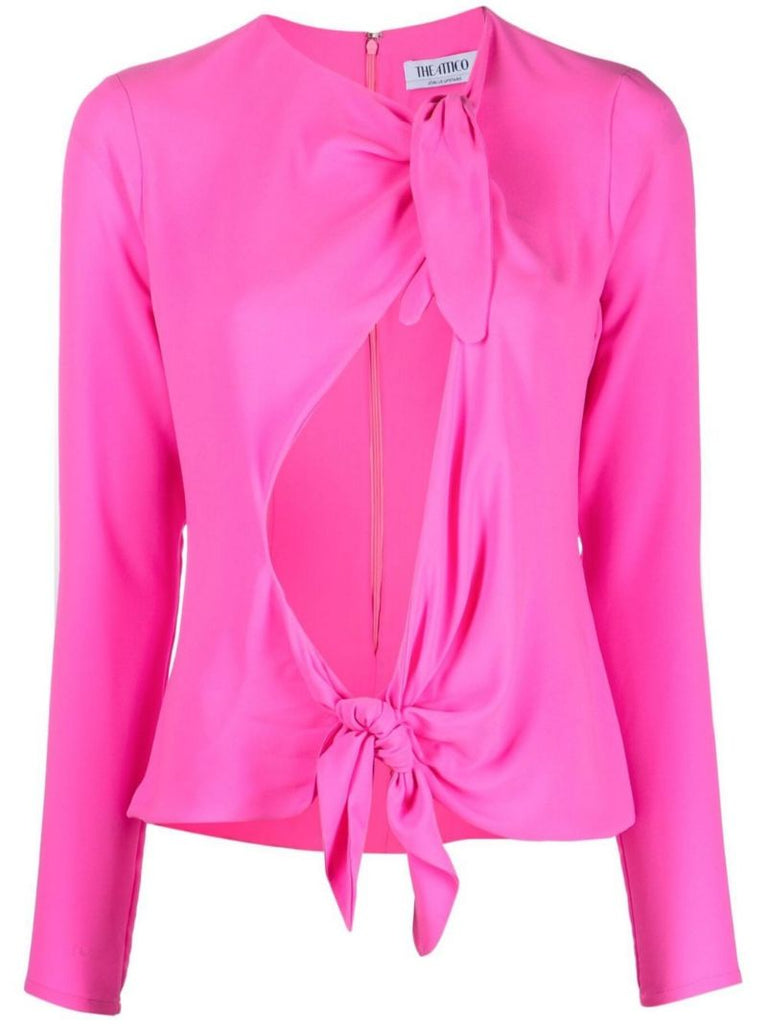 Pink Zelda Tie-front Blouse