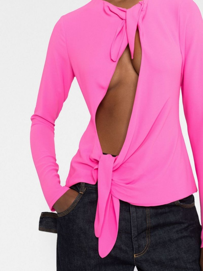 Pink Zelda Tie-front Blouse
