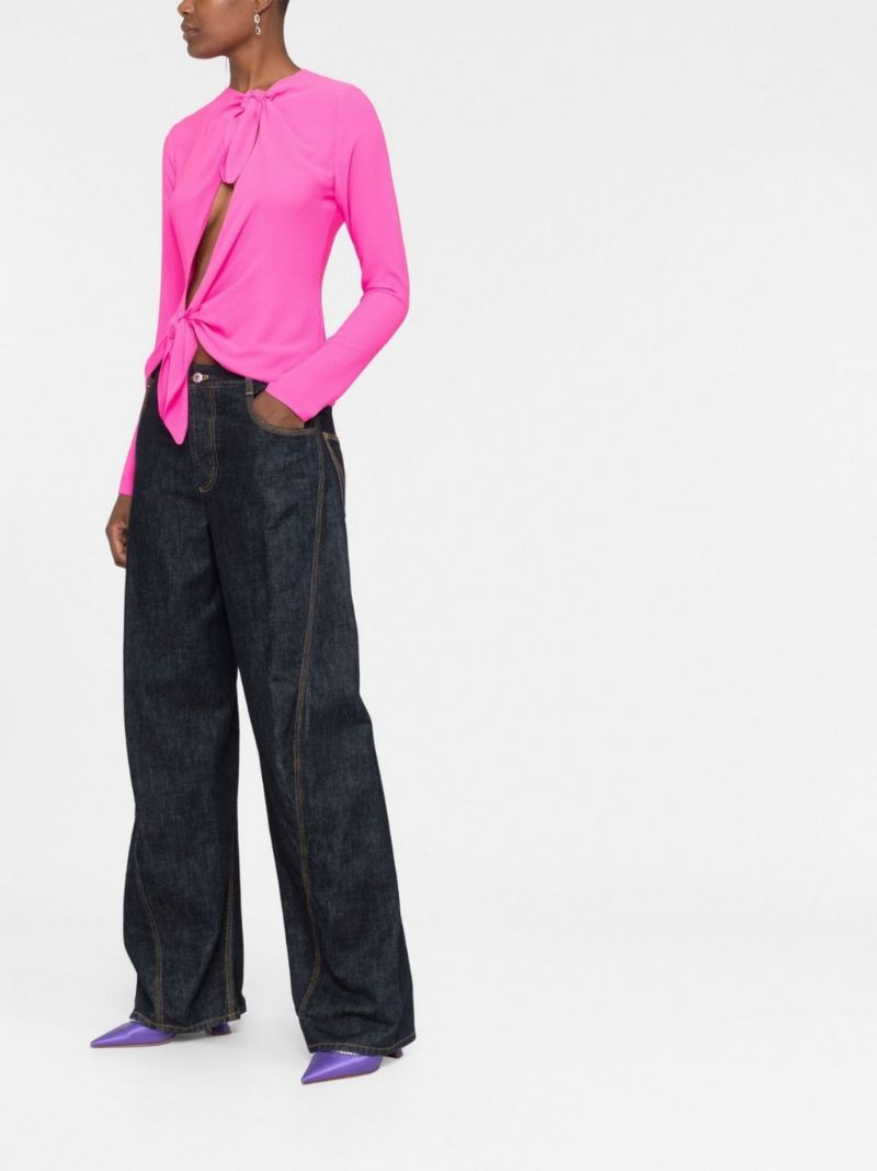 Pink Zelda Tie-front Blouse