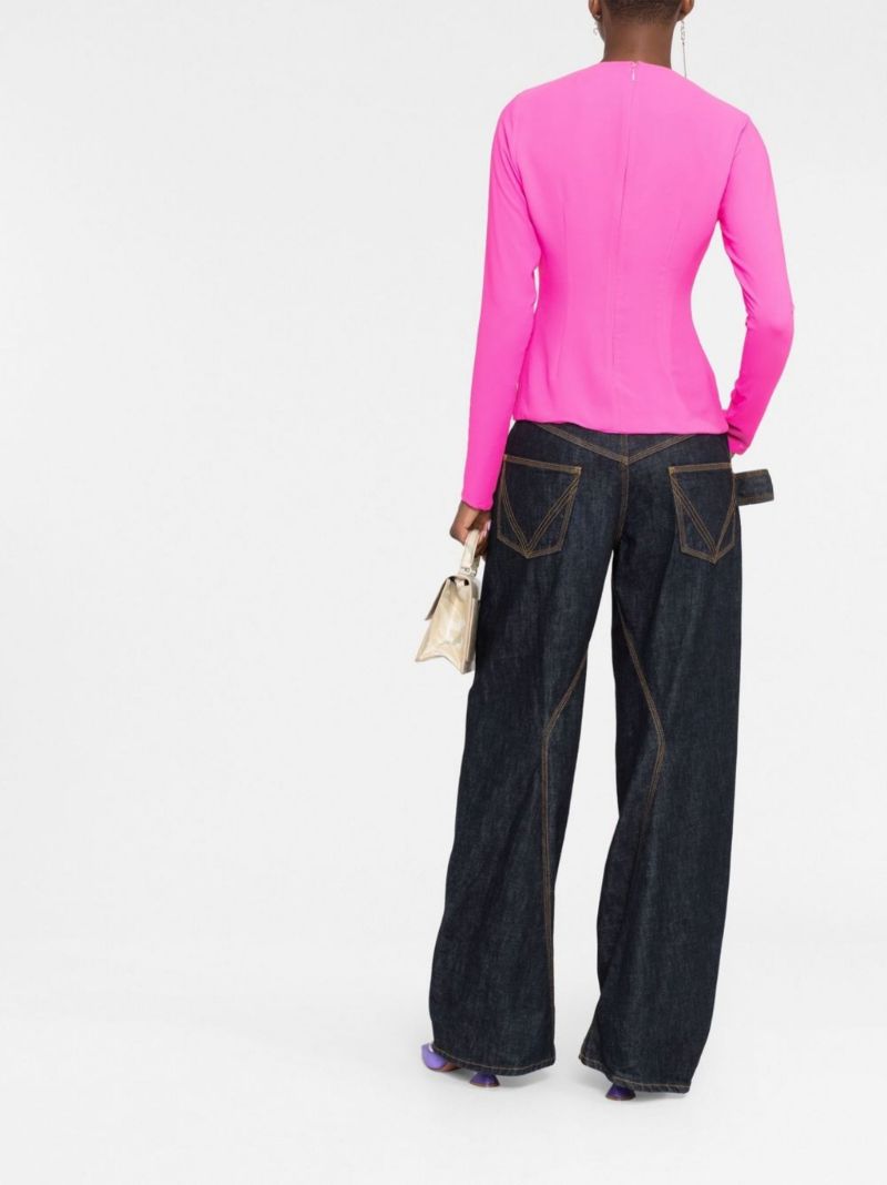 Pink Zelda Tie-front Blouse