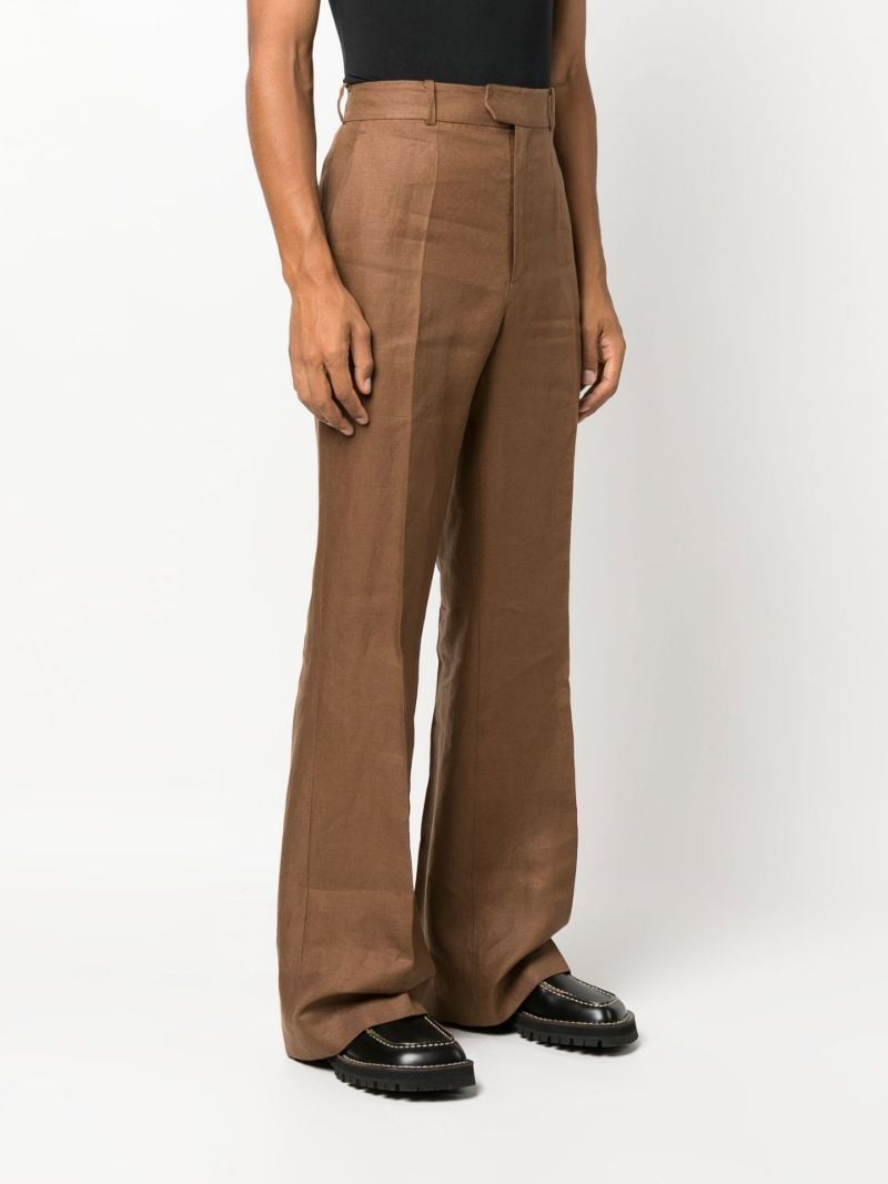 Brown Flared Linen Trousers