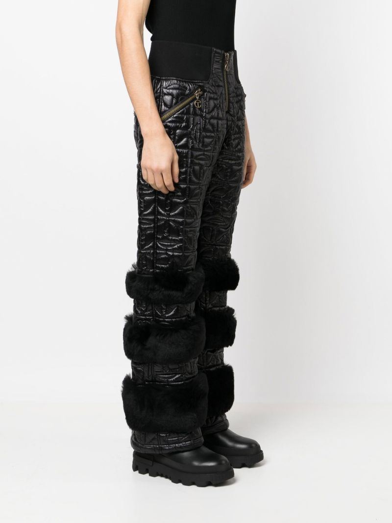 Black Quilted Leather Wide-leg Trousers