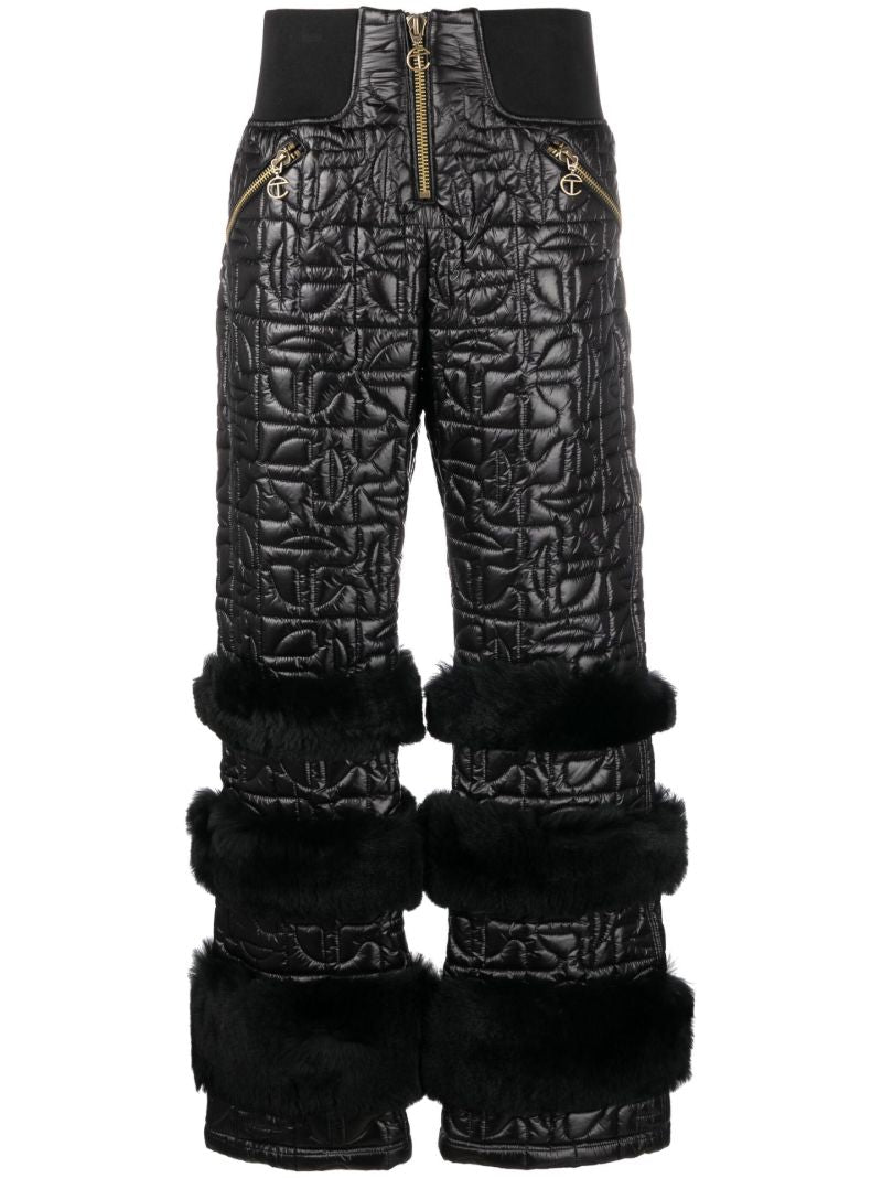 Black Quilted Leather Wide-leg Trousers
