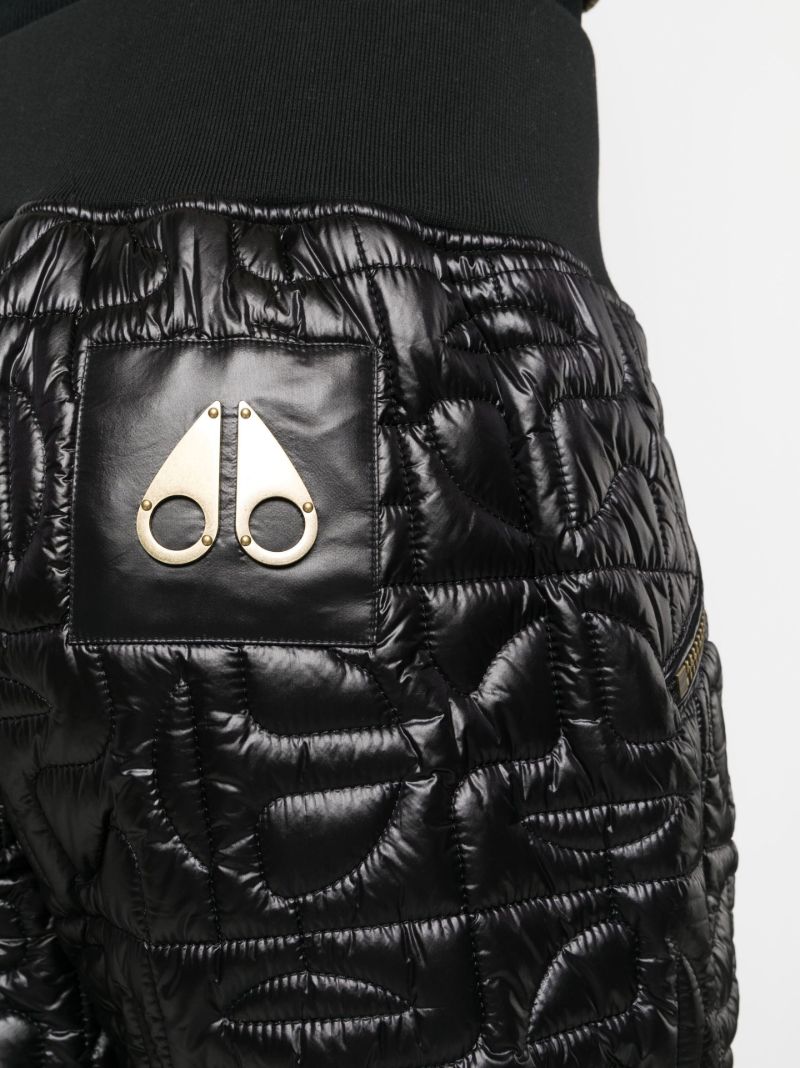 Black Quilted Leather Wide-leg Trousers