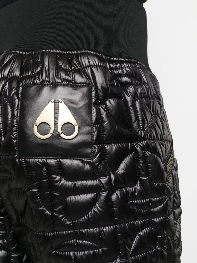 Black Quilted Leather Wide-leg Trousers