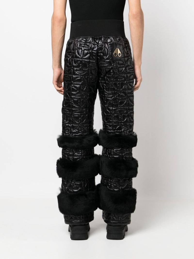 Black Quilted Leather Wide-leg Trousers